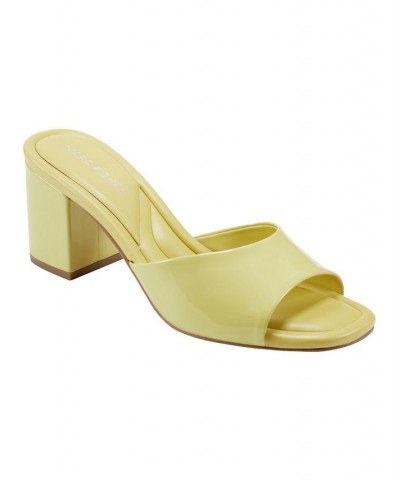 Women's Fynn Block Heel Slip-on Dress Sandals Yellow $49.50 Shoes