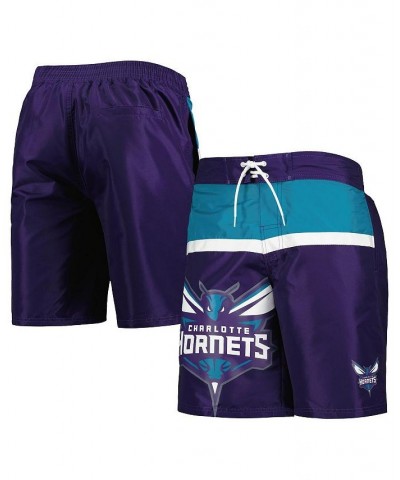 Men's Purple Charlotte Hornets Sea Wind Swim Trunks $32.50 Swimsuits