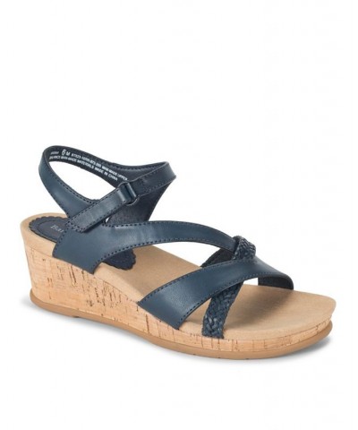 Women's Farah Casual Almond Toe Wedge Sandal Blue $45.39 Shoes
