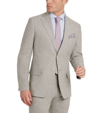 Men's Slim-Fit Tan Houndstooth Suit Jacket Tan/Beige $169.65 Suits