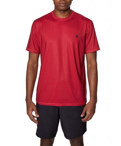 Men's Short-Sleeve Raglan Sleeve Swim Shirt Red $25.20 Swimsuits