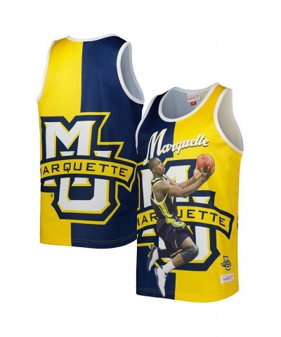 Men's Dwyane Wade Blue, Gold Marquette Golden Eagles Sublimated Player Tank Top $40.85 T-Shirts