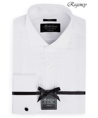 of London Men's Classic/Regular Fit Stretch Pleated Bib French Cuff Tuxedo Shirt White $23.63 Dress Shirts