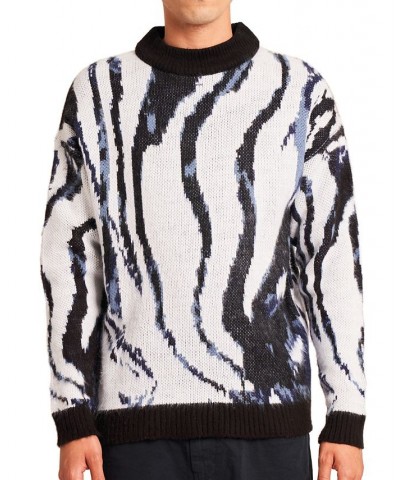 Men's Intarsia Wave Pattern Sweater Black $27.26 Sweaters