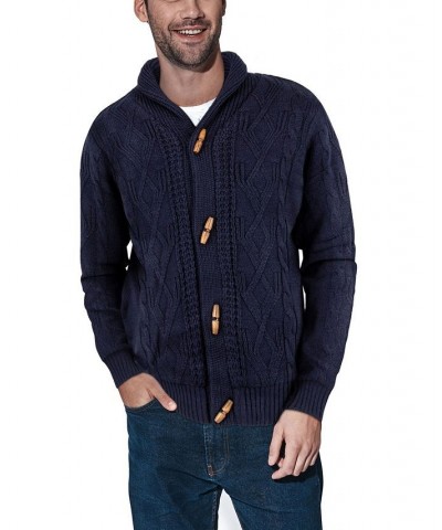 Men's Shawl Collar Cable Knit Cardigan Light Gray $32.99 Sweaters