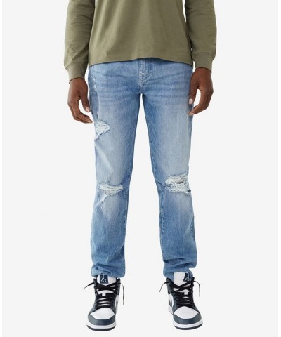 Men's Geno Flap Slim Ripped Stretch Jeans Blue $55.77 Jeans