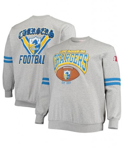 Men's Heathered Gray Los Angeles Chargers Big and Tall Allover Print Pullover Sweatshirt $45.50 Sweatshirt