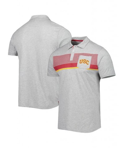 Men's Heathered Gray USC Trojans Golfer Pocket Polo Shirt $23.19 Polo Shirts