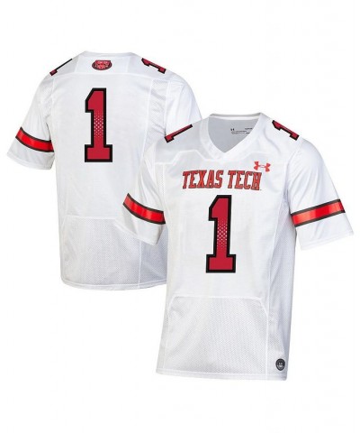 Men's 1 White Texas Tech Red Raiders Throwback Replica Jersey $52.50 Jersey