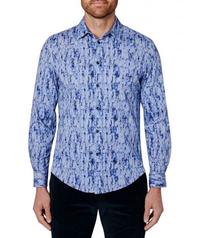 Men's Opal Liquid Knit Long Sleeve Button Up Shirt Blue $46.64 Shirts