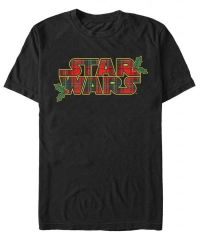 Men's Star Wars Tartan Logo Short Sleeves T-shirt Black $14.35 T-Shirts