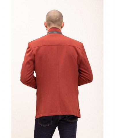 Men's Modern Casual Stand Collar Sports Jacket Wine $123.00 Coats