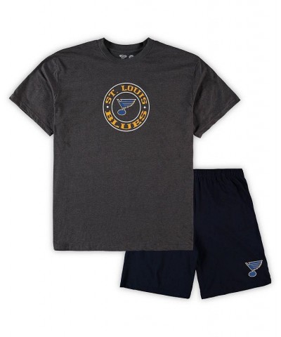 Men's Blue, Heathered Charcoal St. Louis Blues Big and Tall T-shirt and Shorts Sleep Set $38.40 Pajama