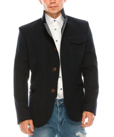 Men's Modern Casual Stand Collar Sports Jacket Navy $123.00 Coats