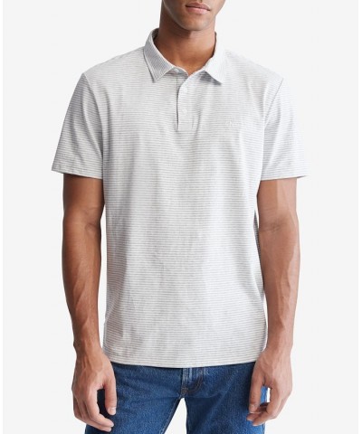 Men's Smooth Cotton Feeder Stripe Polo Shirt Purple $26.99 Shirts