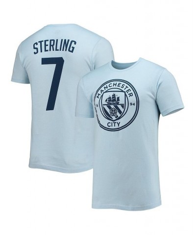 Men's Raheem Sterling Light Blue Manchester City Name and Number T-shirt $24.74 T-Shirts