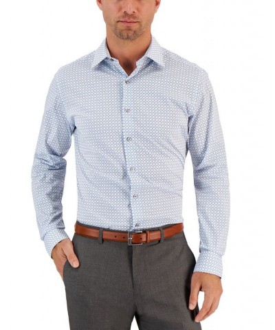 Men's Slim Fit 2-Way Stretch Stain Resistant Geometric Print Dress Shirt Tan/Beige $15.99 Dress Shirts