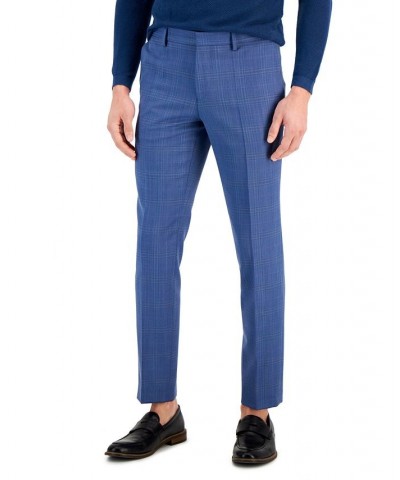 Boss Men's Slim-Fit Plaid Superflex Suit Pants Blue $91.52 Suits