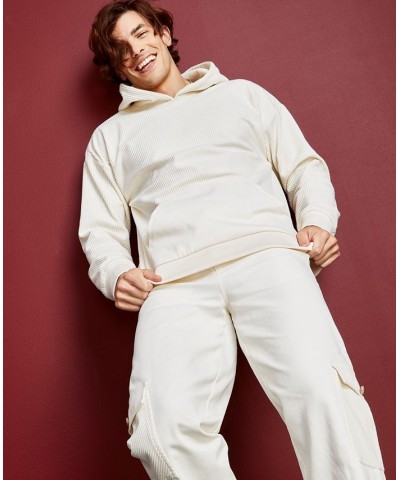 Men's Relaxed-Fit Mixed-Media Hoodie Ivory/Cream $16.52 Sweatshirt