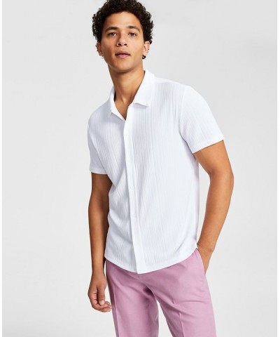 Men's Rib Knit Button-Up Short-Sleeve Shirt PD03 $18.77 Shirts
