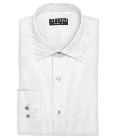 Alfani Men's Athletic Fit Performance Stretch Step Twill Textured Dress Shirt White $20.40 Dress Shirts