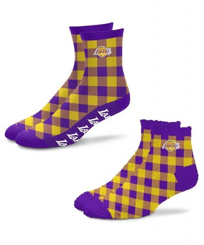 Men's and Women's Los Angeles Lakers 2-Pack His & Hers Cozy Ankle Socks $13.72 Socks