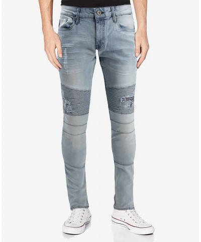 Men's Rawx Slim Fit Moto Detail Stretch Jeans Light Blue $39.78 Jeans