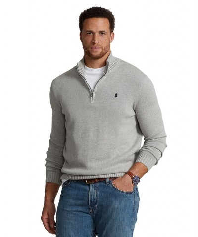 Men's Big & Tall Cotton Quarter-Zip Sweater Gray $43.47 Sweaters